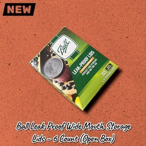 New Ball Leak-Proof Wide Mouth Storage Lids – 6 Count (Open Box)